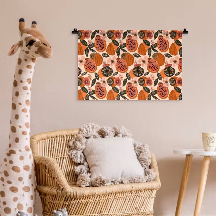 Papaja - Bloesem - Oranje Wandkleed katoen klein 269 -wsfeer5_kind