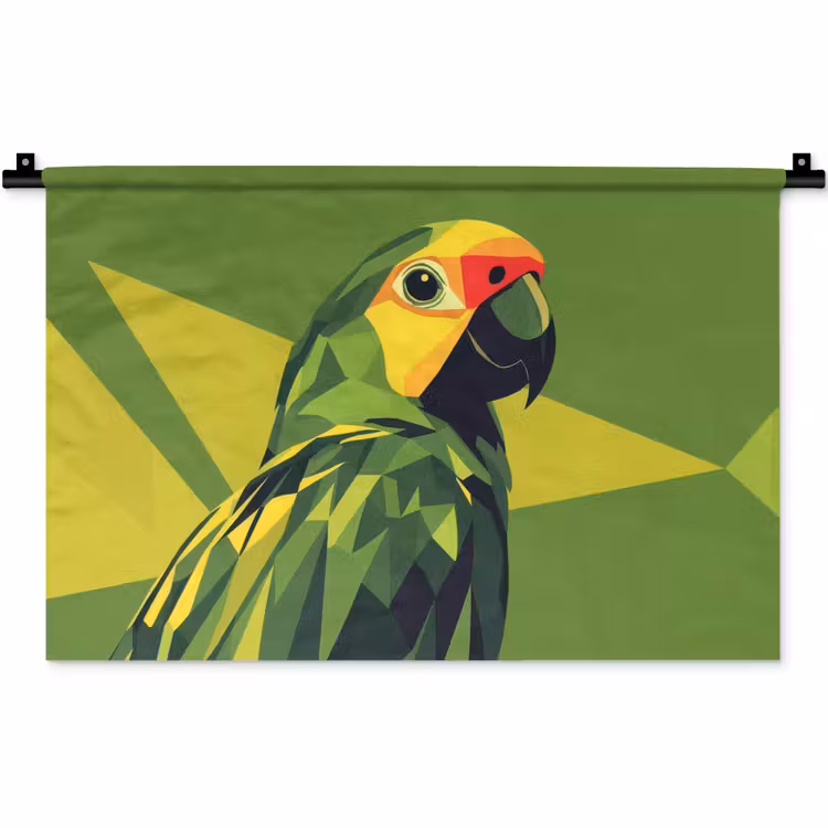 Papegaai - Groen - Snavel - Abstract Wandkleed katoen klein -zz3d