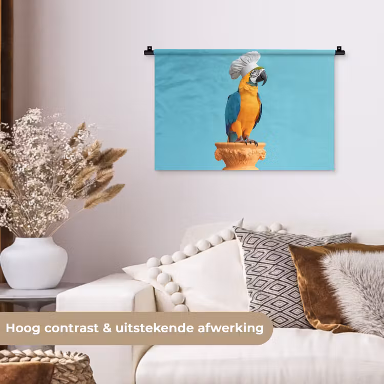 Papegaai - Koksmuts - Grappig - Vogel Wandkleed katoen klein -sfeer1
