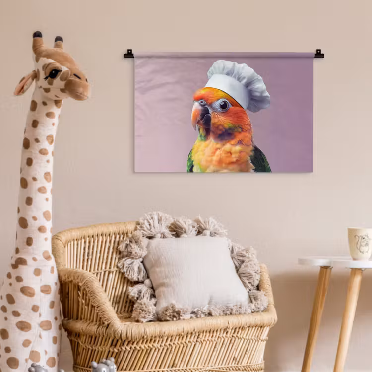 Papegaai - Koksmuts - Nieuwsgierig - Vogel Wandkleed katoen klein -wsfeer5_kind