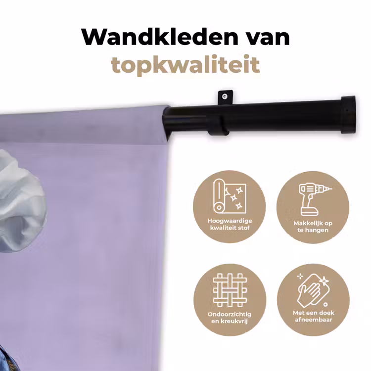 Papegaai - Koksmuts - Paars - Cute Wandkleed katoen klein -sfeer2