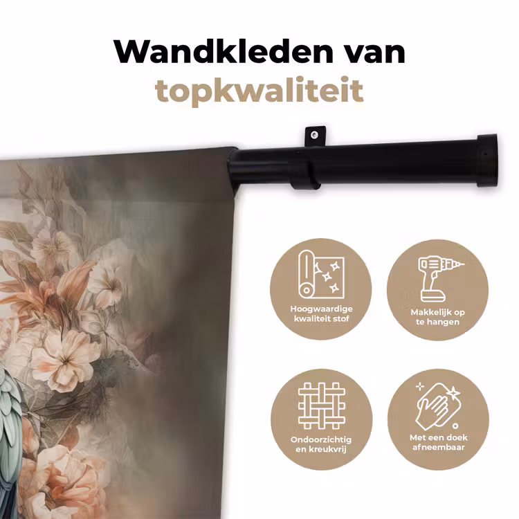 Papegaaien - Vogels - Natuur - Bloemen Wandkleed katoen klein -sfeer2