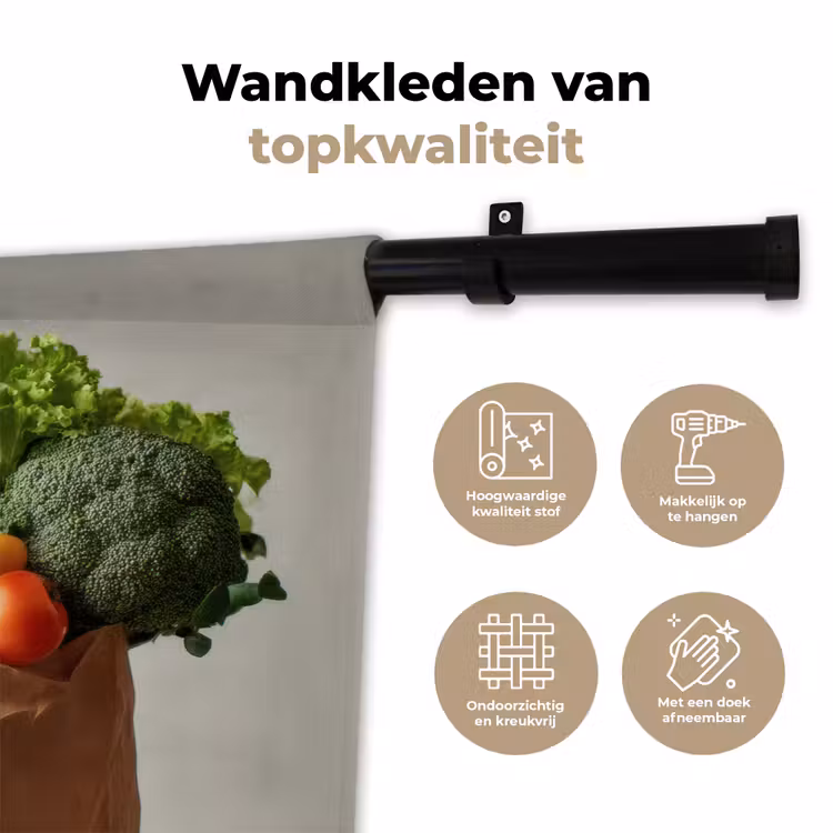 Papieren - Boodschappen - Groente - Kleurrijk Wandkleed katoen klein -sfeer2