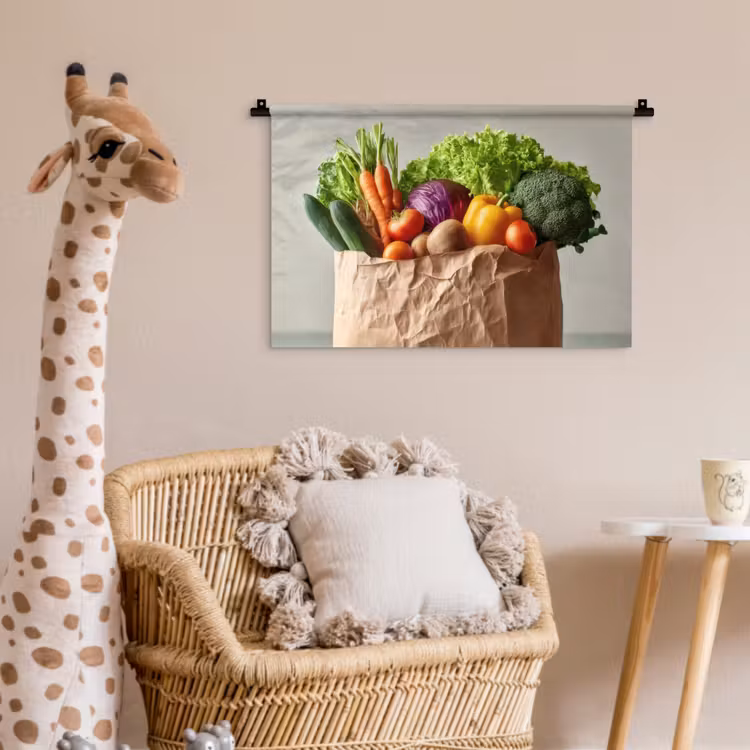 Papieren - Boodschappen - Groente - Kleurrijk Wandkleed katoen klein -wsfeer5_kind