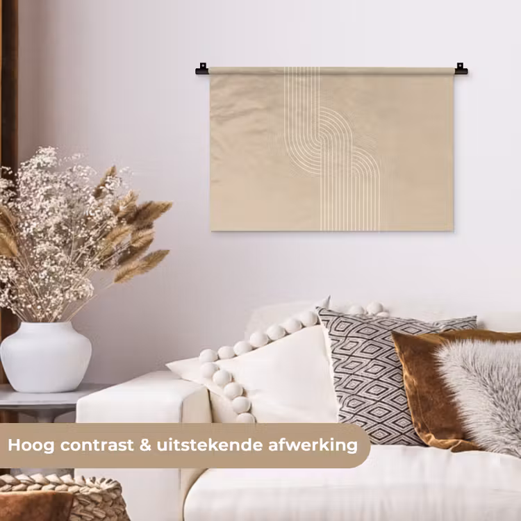 Parallelle lijnen - Lichte textuur - Beige Wandkleed katoen klein -sfeer1