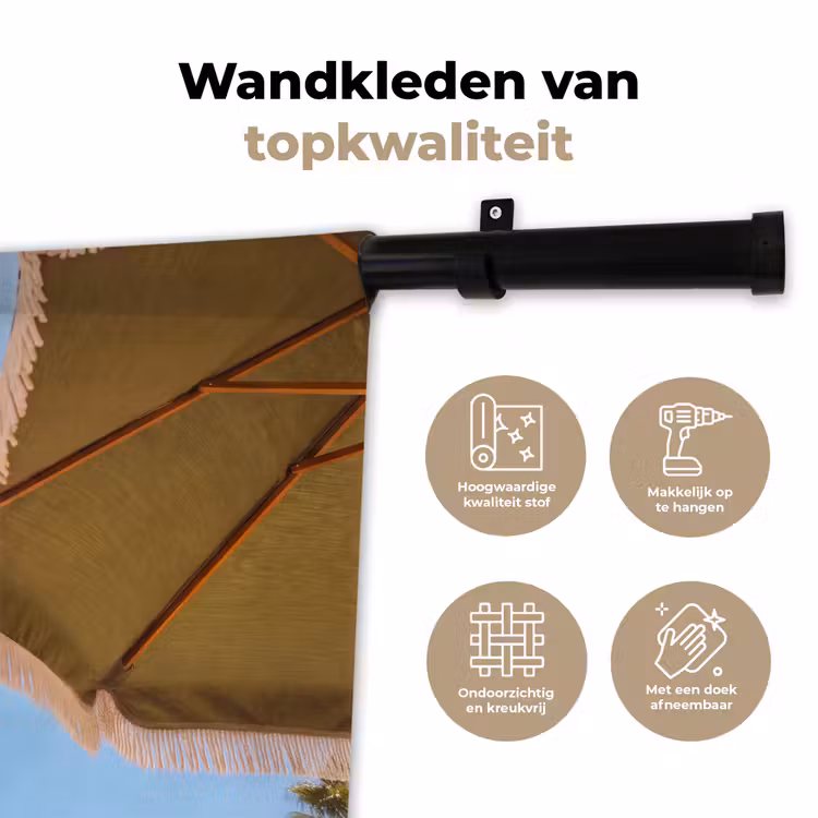 Parasol - Groen - Franjes - Zomer - Tropisch Wandkleed katoen klein -sfeer2