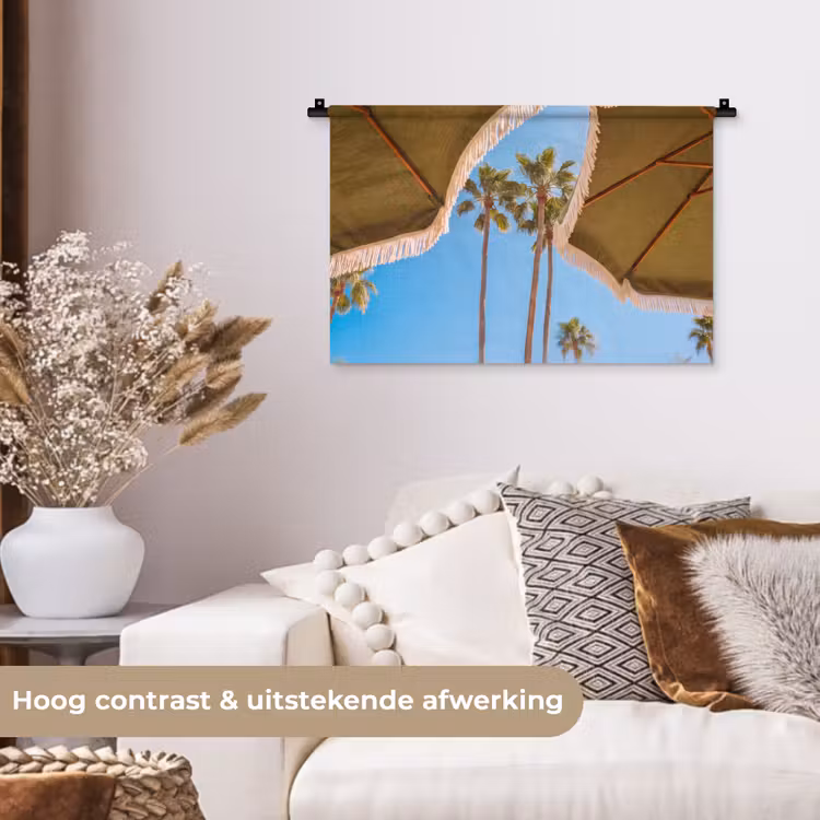 Parasol - Groen - Franjes - Zomer - Tropisch Wandkleed katoen klein -sfeer1