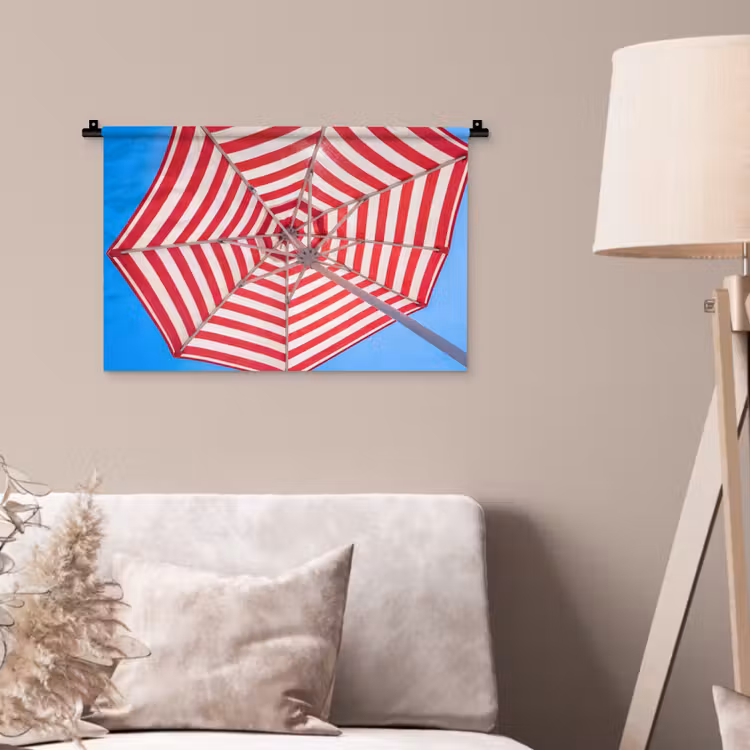 Parasol - Strepen - Zomer - Rood - Blauw Wandkleed katoen klein -sfeer4