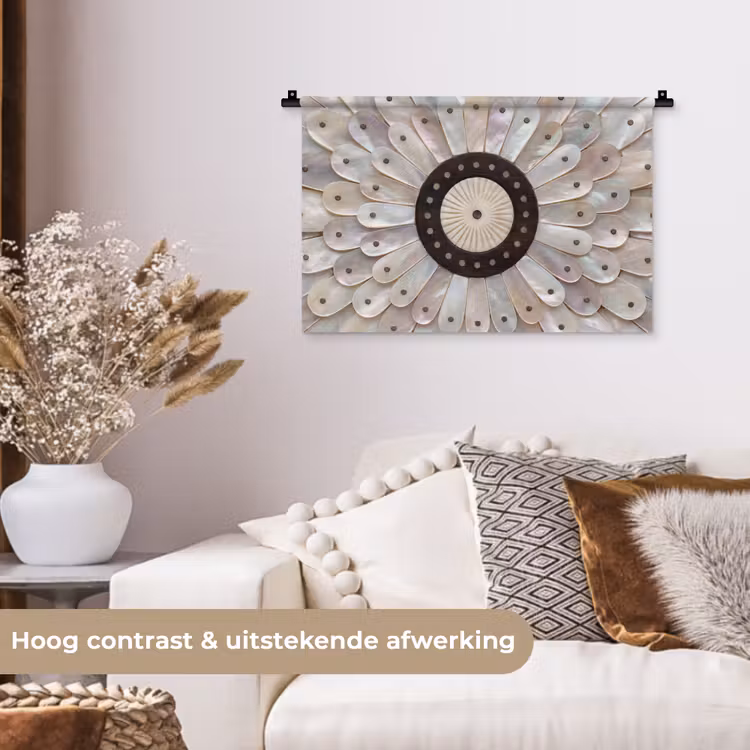 Parelmoer - Patroon - Decoratie - Ambacht - Wit Wandkleed katoen klein -sfeer1