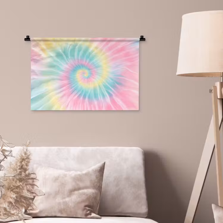 Pasteltinten - Tie dye - Roze Wandkleed katoen klein -sfeer4