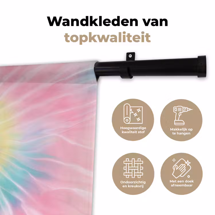 Pasteltinten - Tie dye - Roze Wandkleed katoen klein -sfeer2