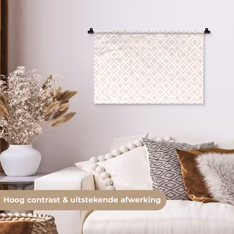 Patronen - Abstract - Beige - Geometrie Wandkleed katoen klein 269 -sfeer1