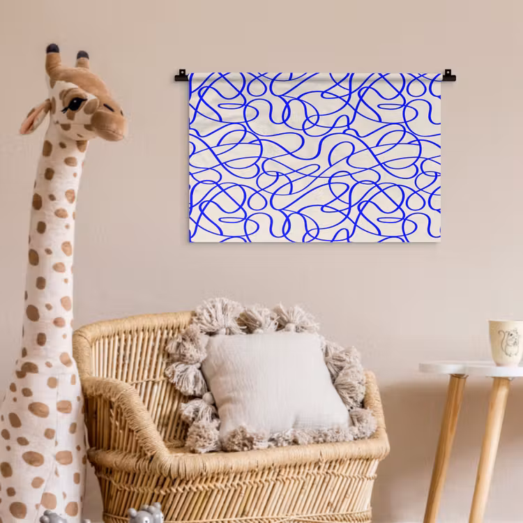 Patronen - Beige - Blauw - Lijnen Wandkleed katoen klein 269 -wsfeer5_kind