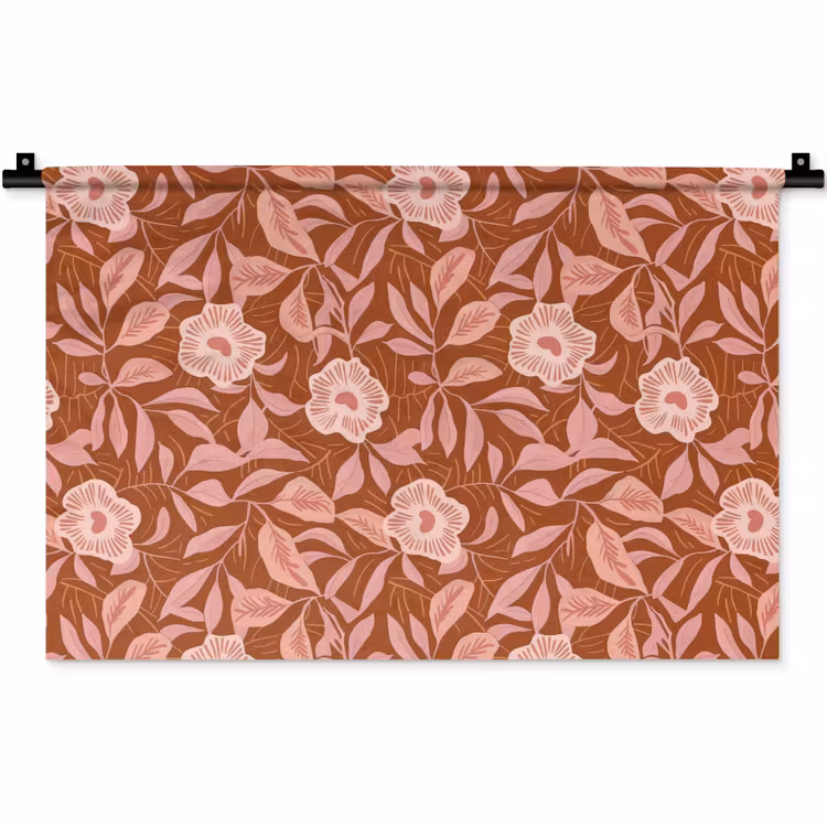 Patroon - Bladeren - Terracotta Wandkleed katoen klein 269 -zz3d