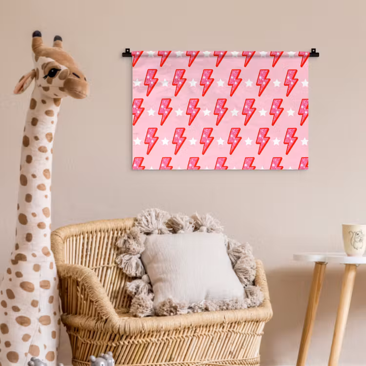 Patroon - Bliksem - Ster - Glitter - Roze Wandkleed katoen klein -wsfeer5_kind
