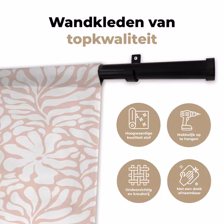 Patroon - Bloemen - Roze - Wit Wandkleed katoen klein 269 -sfeer2