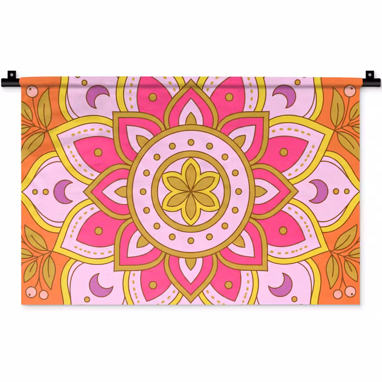 Patroon - Bloemmotief - Decoratie - Abstract - Roze Wandkleed katoen klein -zz3d