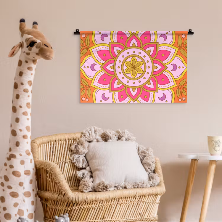 Patroon - Bloemmotief - Decoratie - Abstract - Roze Wandkleed katoen klein -wsfeer5_kind