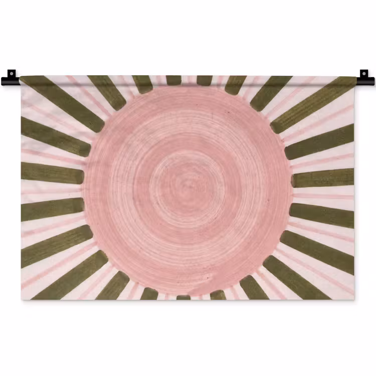 Patroon - Cirkel - Stralen - Abstract - Roze Wandkleed katoen klein -zz3d