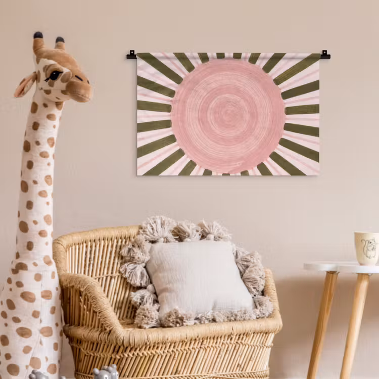 Patroon - Cirkel - Stralen - Abstract - Roze Wandkleed katoen klein -wsfeer5_kind