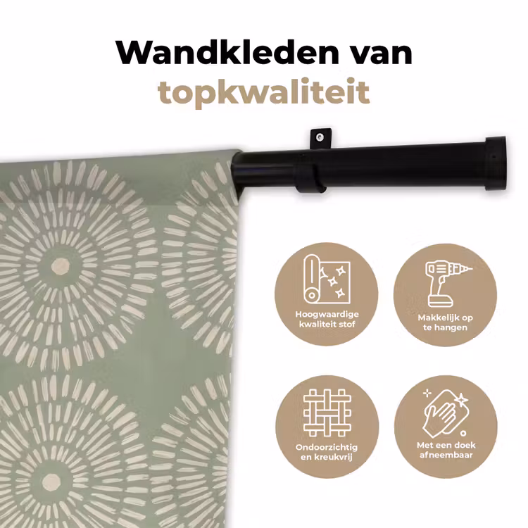 Patroon - Cirkels - Abstract - Modern - Groen Wandkleed katoen klein -sfeer2