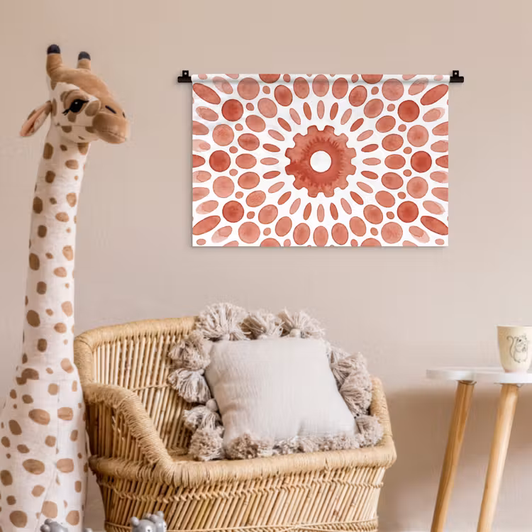 Patroon - Cirkels - Abstract - Modern - Rood Wandkleed katoen klein -wsfeer5_kind
