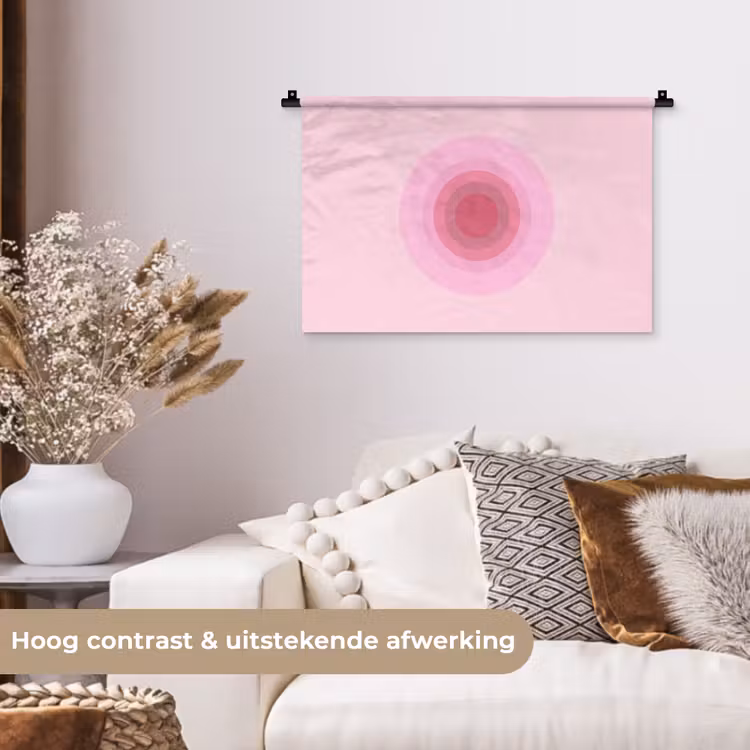Patroon - Cirkels - Abstract - Roze - Modern Wandkleed katoen klein -sfeer1
