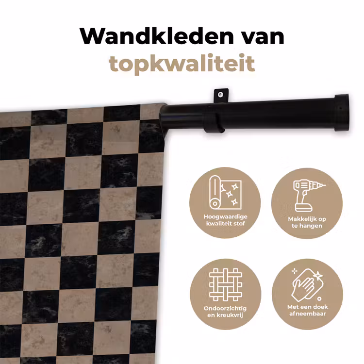 Patroon - Dambord - Marmer Wandkleed katoen klein 269 -sfeer2
