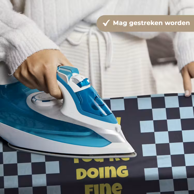 Patroon - Geblok - Blauw - Slow down you're doing fine Wandkleed katoen klein -sfeer9