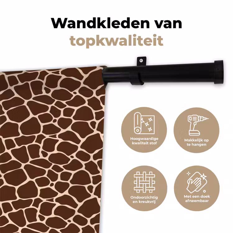 Patroon - Giraf - Bruin Wandkleed katoen klein 269 -sfeer2