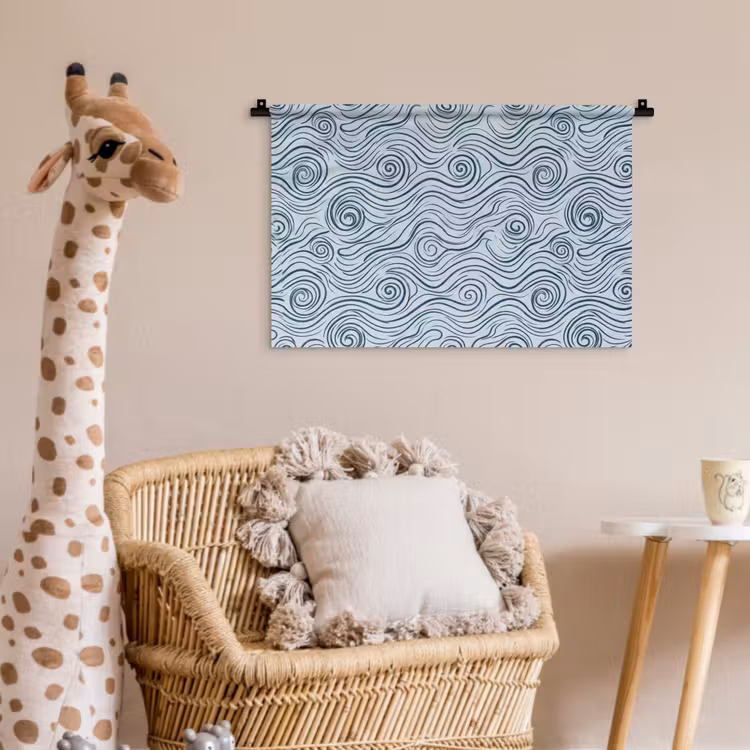 Patroon - Golven - Abstract - Modern - Blauw Wandkleed katoen klein -wsfeer5_kind