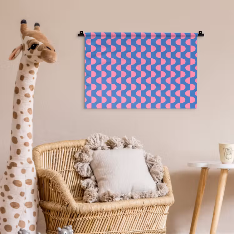 Patroon - Halve cirkels - Abstract - Modern - Roze - Blauw Wandkleed katoen klein -wsfeer5_kind