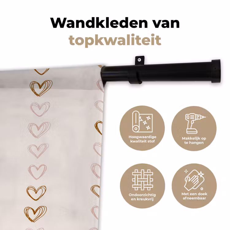 Patroon - Hartjes - Lichtroze Wandkleed katoen klein 269 -sfeer2