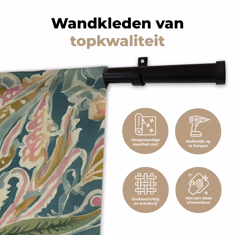 Patroon - Kleurrijk - Sierlijk - Groen Wandkleed katoen klein -sfeer2