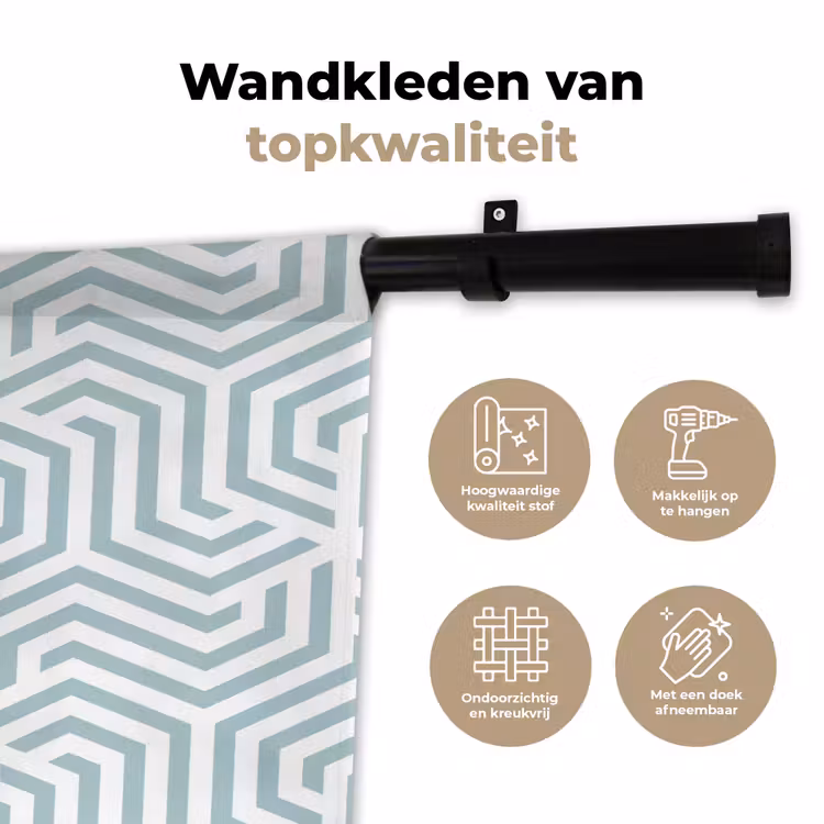 Patroon - Lijn - Design - Groen Wandkleed katoen klein 269 -sfeer2