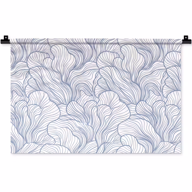 Patroon - Lijnen - Organisch - Abstract - Blauw Wandkleed katoen klein -zz3d