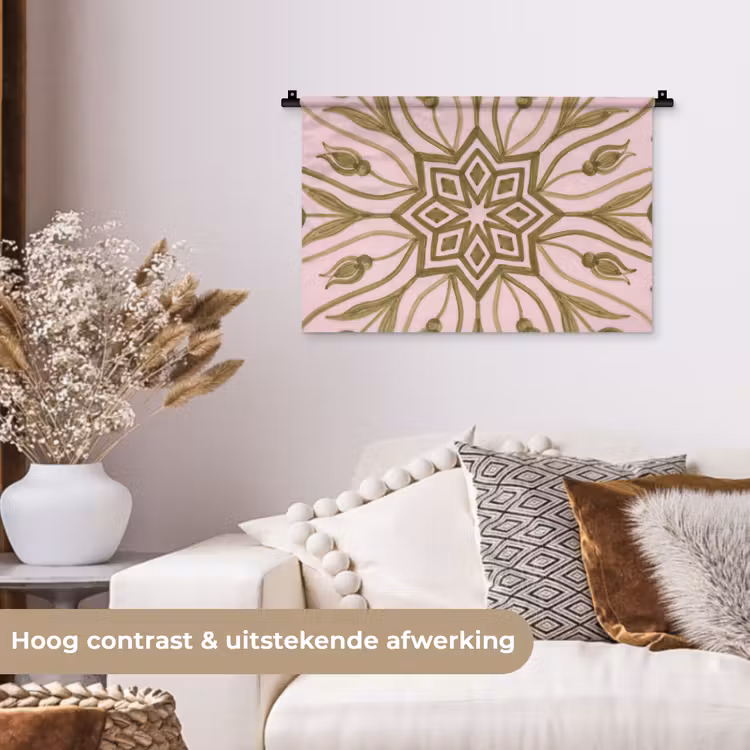 Patroon - Mandala - Decoratie - Abstract - Groen Wandkleed katoen klein -sfeer1
