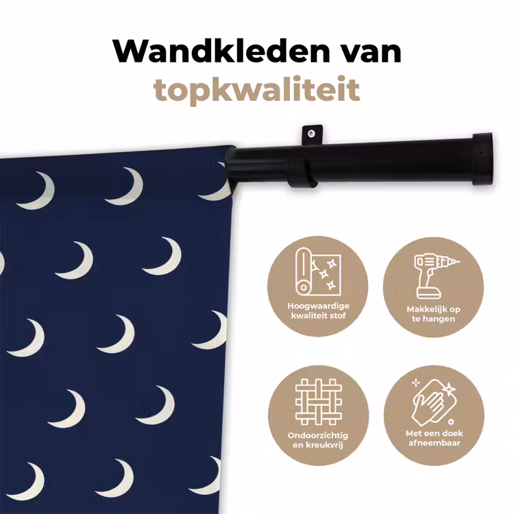 Patroon - Manen - Blauw Wandkleed katoen klein 269 -sfeer2