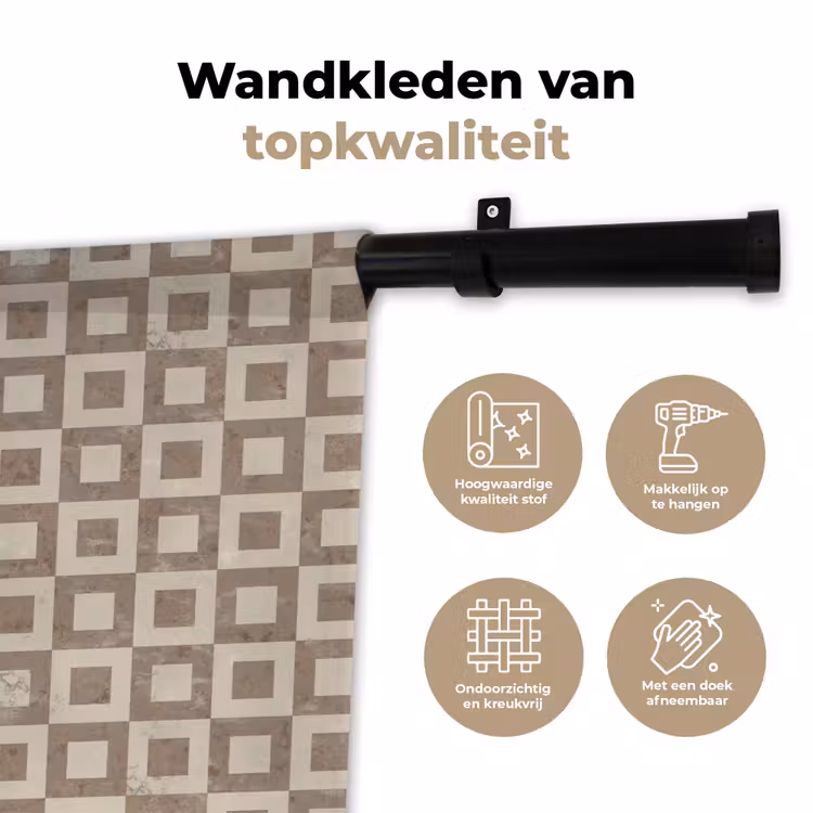 Patroon - Marmer - Beige Wandkleed katoen klein 269 -sfeer2