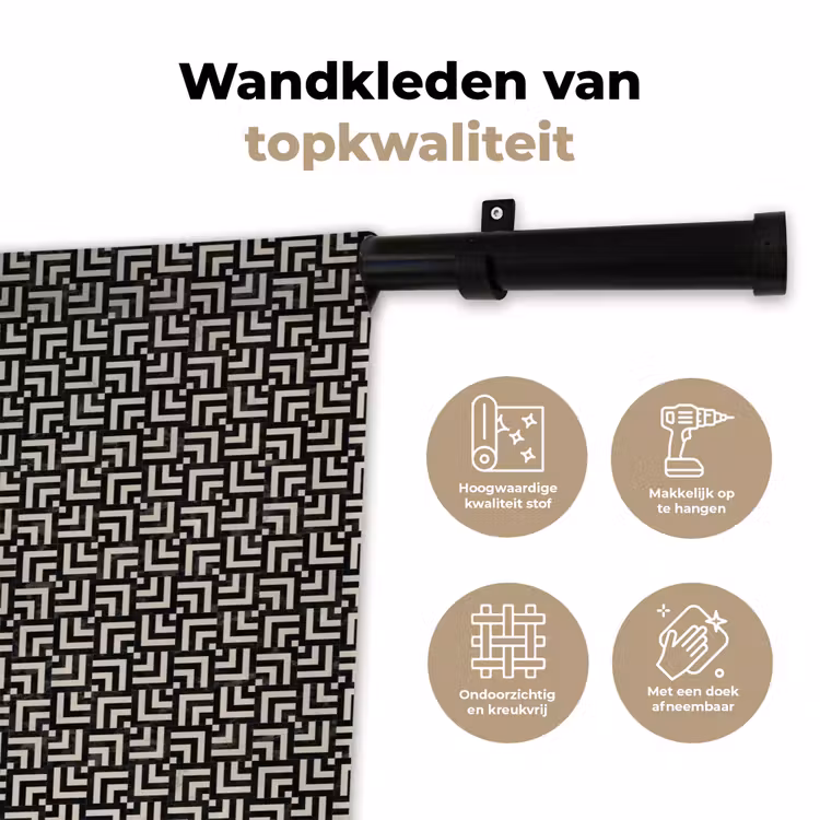 Patroon - Marmer - Zwart Wandkleed katoen klein 269 -sfeer2