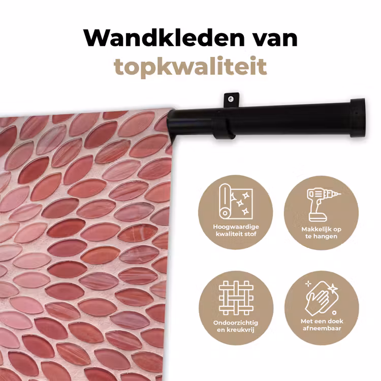 Patroon - Mozaïek - Ovaal - Abstract - Roze Wandkleed katoen klein -sfeer2