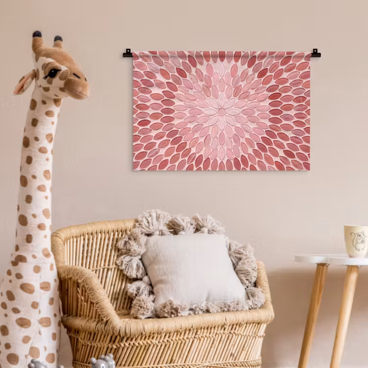 Patroon - Mozaïek - Ovaal - Abstract - Roze Wandkleed katoen klein -wsfeer5_kind