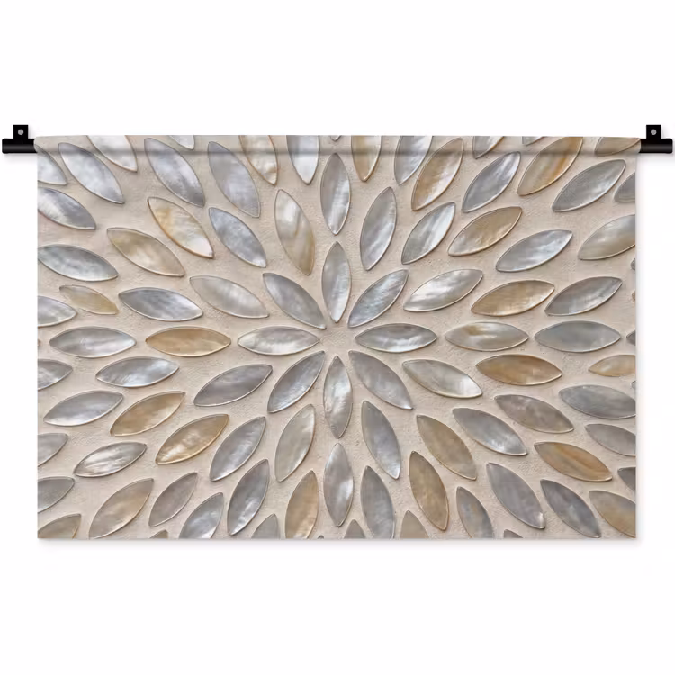 Patroon - Ovaal - Glanzend - Abstract - Beige Wandkleed katoen klein -zz3d