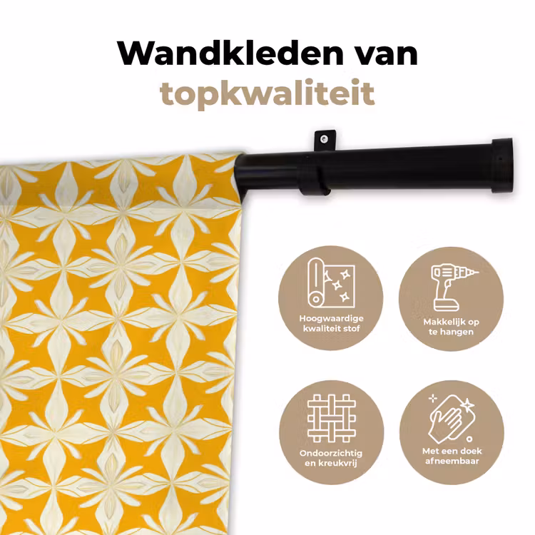 Patroon - Retro - Geel Wandkleed katoen klein 269 -sfeer2