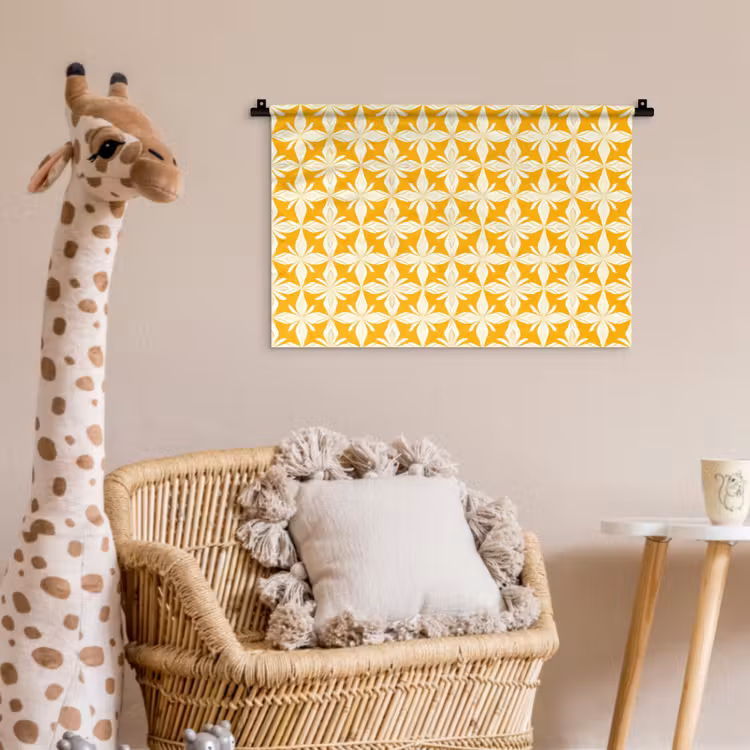 Patroon - Retro - Geel Wandkleed katoen klein 269 -wsfeer5_kind