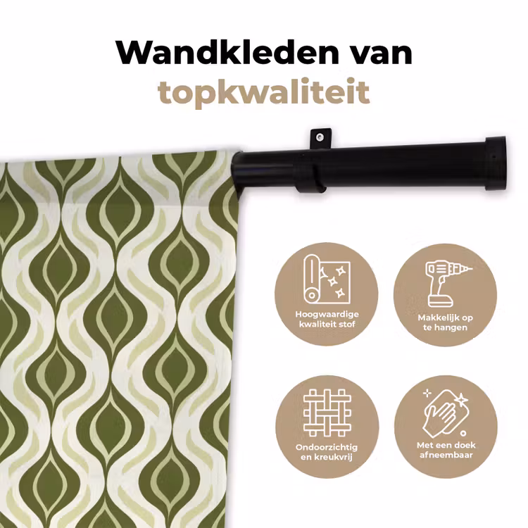 Patroon - Retro - Groen Wandkleed katoen klein 269 -sfeer2