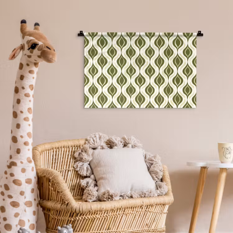 Patroon - Retro - Groen Wandkleed katoen klein 269 -wsfeer5_kind