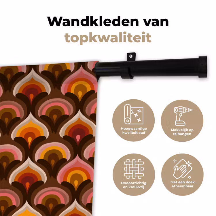 Patroon - Retro - Kleurrijk Wandkleed katoen klein 269 -sfeer2