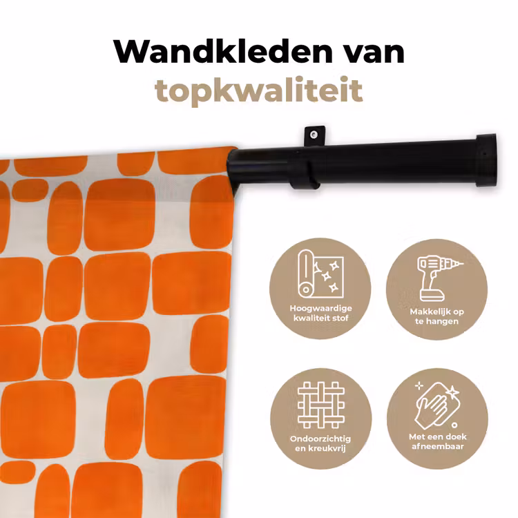 Patroon - Retro - Oranje Wandkleed katoen klein 269 -sfeer2