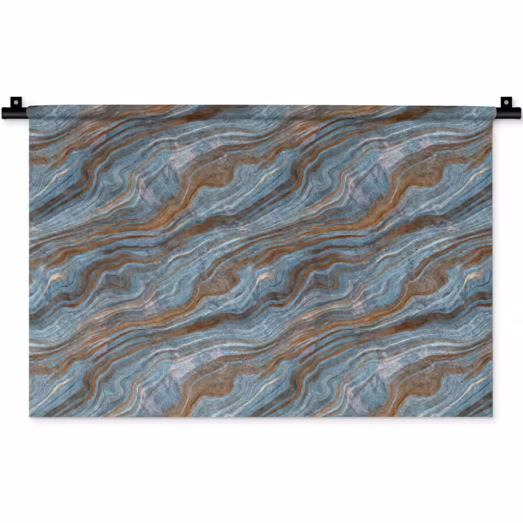 Patroon - Steen - Blauw Wandkleed katoen klein 269 -zz3d